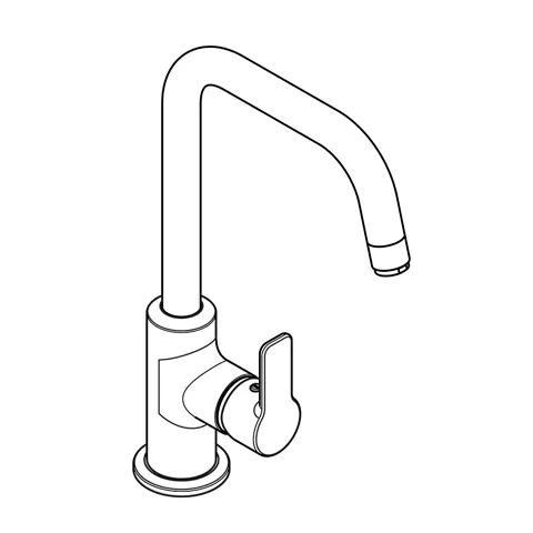 Kludi PURE & EASY Waschtisch-EHM seitl. o. Ablaufgarnitur chrom, DN 15, 1-Loch Montage, geschlossener Hebel, Metall, seitliche Betätigung, Strahlregler M18 PCA, Keramik-Kartusche, Durchflussmenge 5 l/min, schwenkbarer Auslauf, flexible Druckschläuche G3⁄