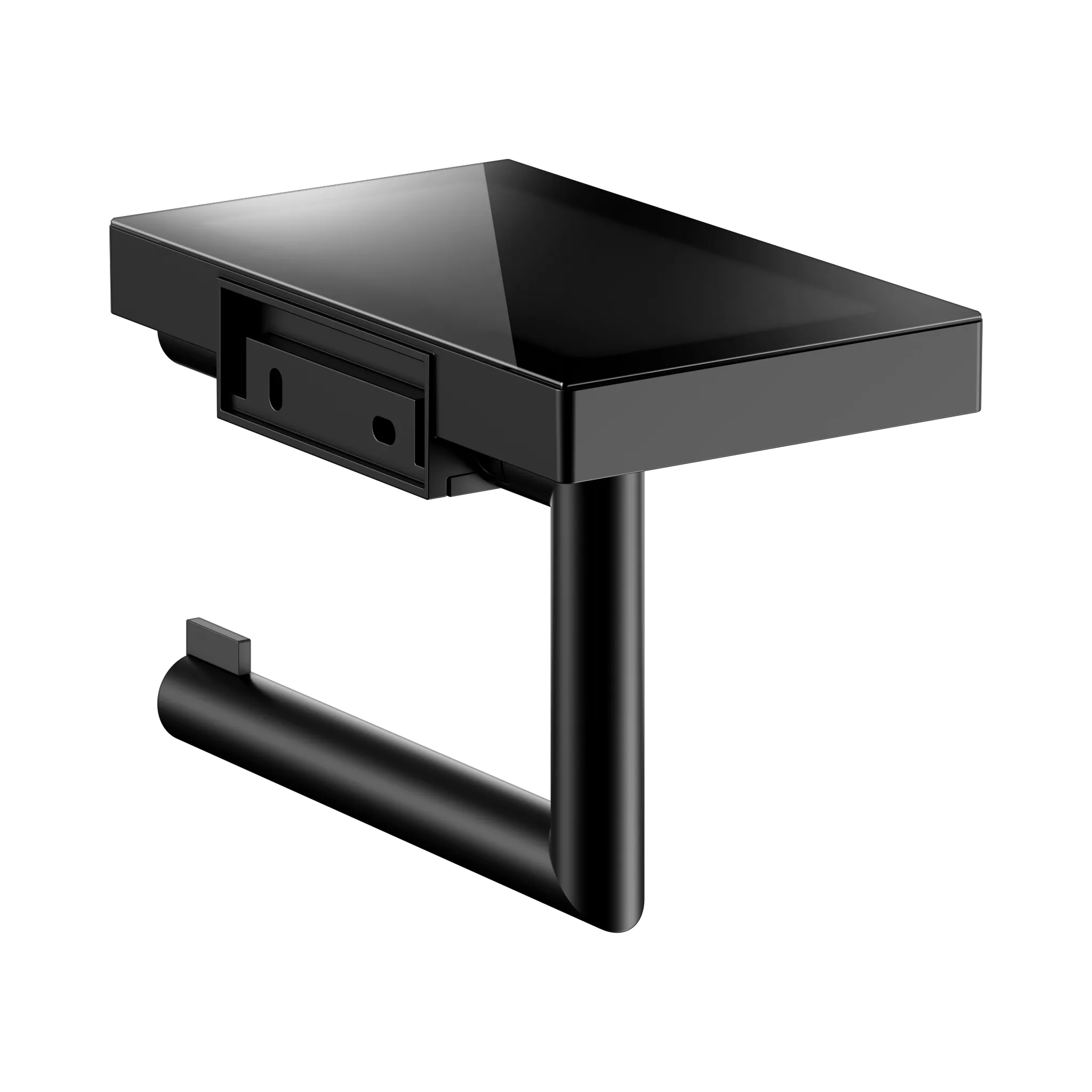 KEUCO REVA Toilettenpapierhalter mit Ablage schwarz matt