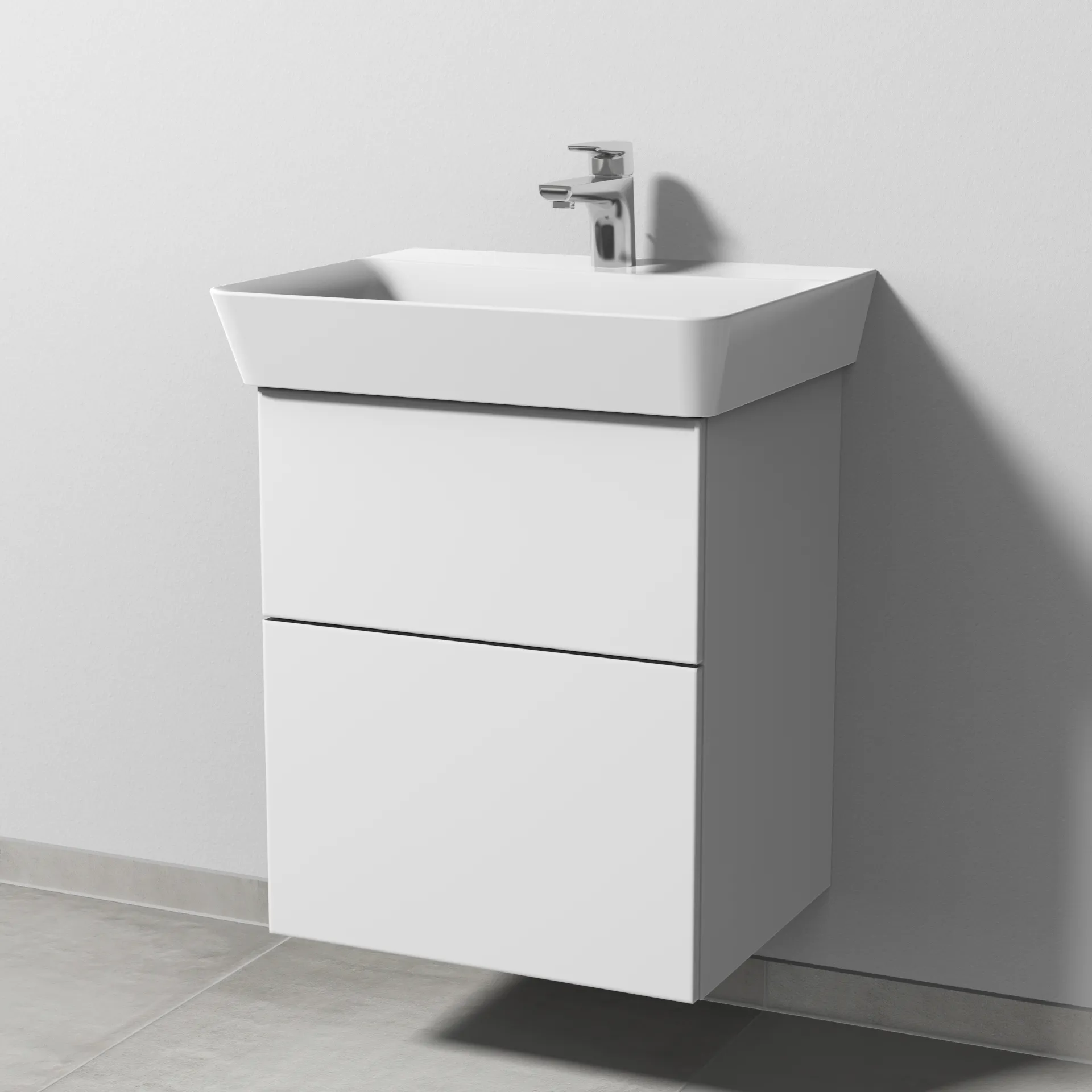 Sanipa Waschtischunterschrank „3way“ passend zu Keramik-Waschtische Connect Air Cube von Ideal Standard 480 × 582 × 402 mm in Weiß-Soft