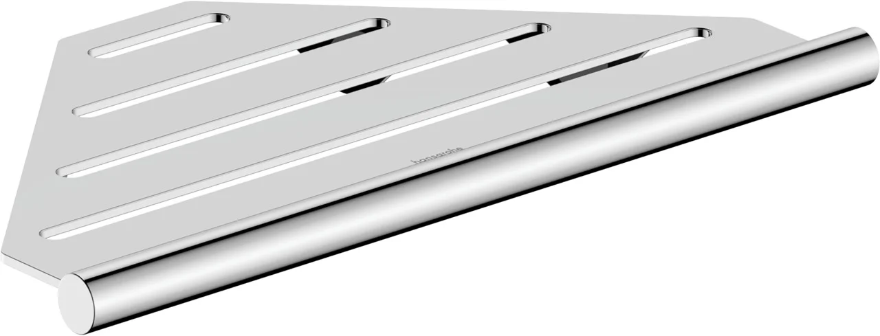 Hansgrohe AddStoris S Seifenkorb in Chrom, wandmontiert mit verdeckter Befestigung, Bohrloch-Durchmesser 6 mm, nutzbar als Ablagefläche