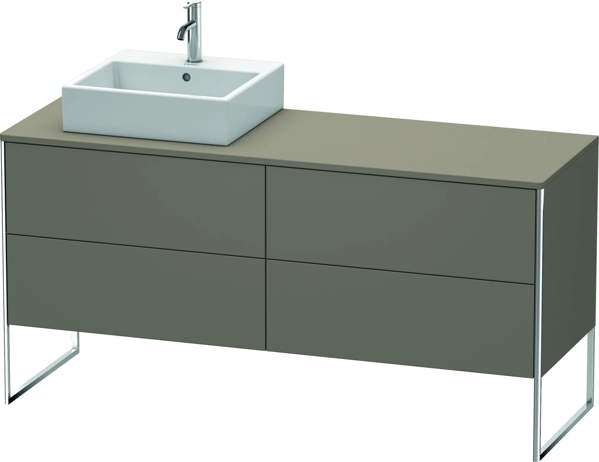 Duravit Waschtischunterschrank bodenstehend „XSquare“ 160 × 77,8 × 54,8 cm Flannel Grey Seidenmatt