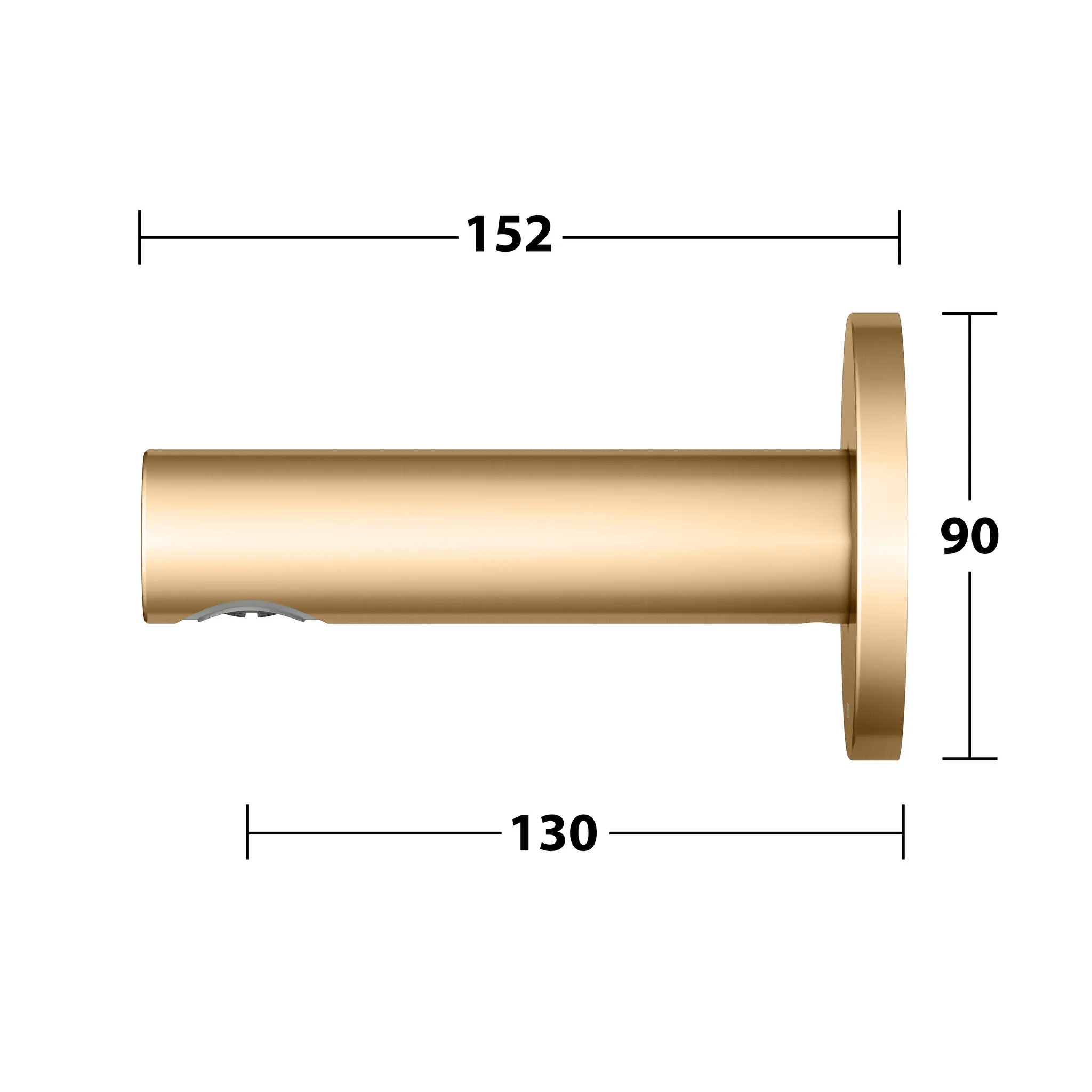 IXMO Wanneneinlauf DN15 Ausladung 130 mm Messing gebürstet rund