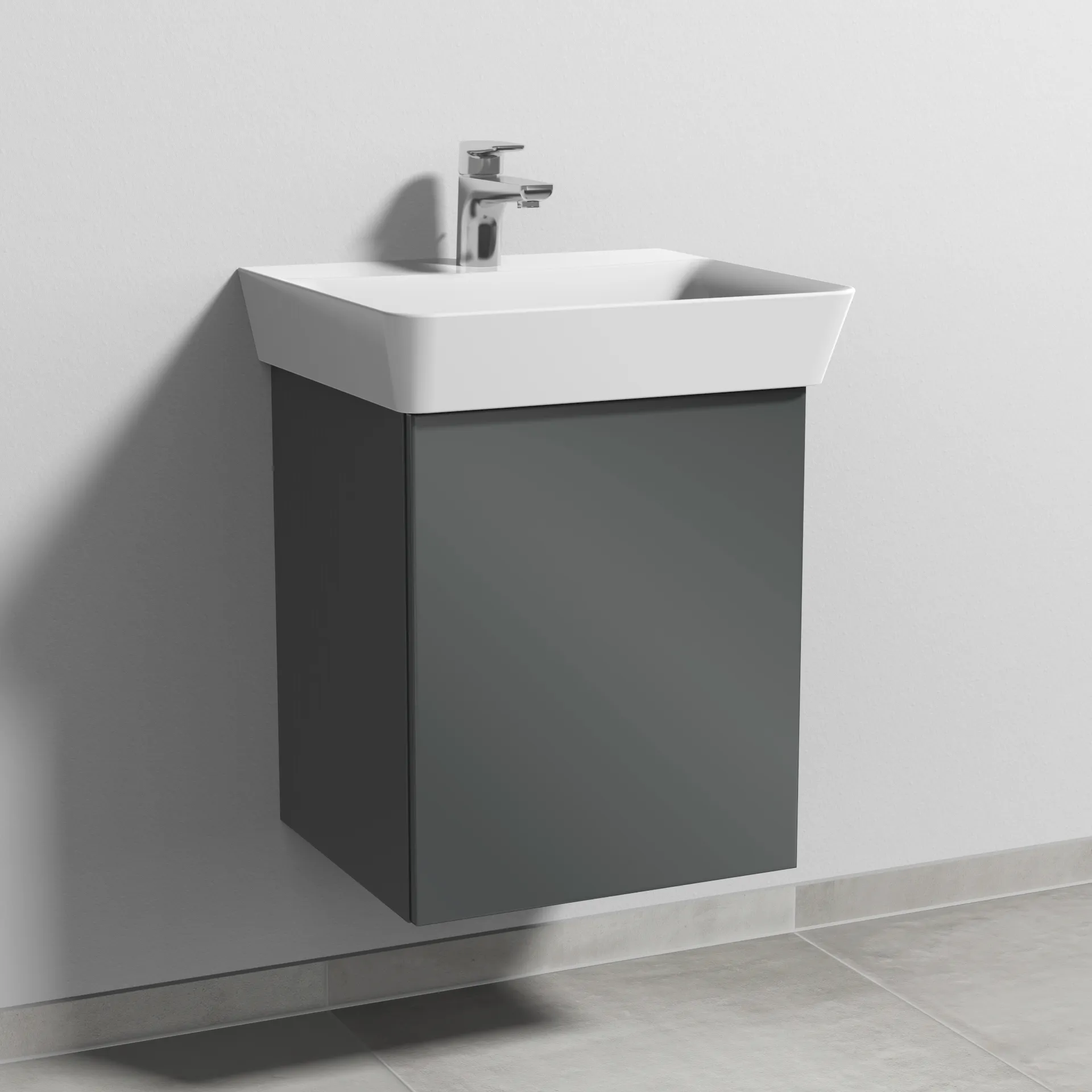 Sanipa Waschtischunterschrank „3way“ passend zu Keramik-Waschtische Connect Air Cube von Ideal Standard 430 × 513 × 392 mm in Anthrazit (glanz),