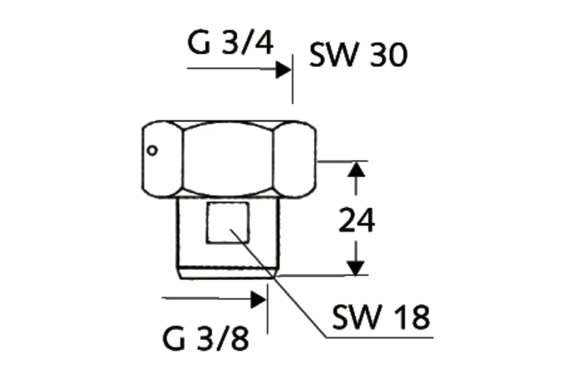 Wasserzähler-Verschraubung, DN 20 G 3/4 IG, DN 10 G 3/8 IG, chrom