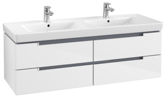 Villeroy & Boch Waschtischunterschrank „Subway 2.0“ für Schrank-Doppelwaschtisch 128,7 × 42 × 44,9 cm 4 Schubladen, für Waschtischposition mittig, 1 × Accessory Paket 2 