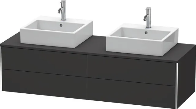 Duravit Waschtischunterschrank wandhängend „XSquare“ 160 × 40 × 54,8 cm Becken: links und rechts / Front- & Korpusfarbe: Graphit Supermatt / Größe: 160 × 54,8 × 40 cm / Oberfläche: Dekor / Profile: Chrom / Schubladen: 4 Duravit Waschtischunterschrank wandhängend „XSquare“ 160 × 40 × 54,8 cm Becken: links und rechts / Front- & Korpusfarbe: Graphit Supermatt / Größe: 160 × 54,8 × 40 cm / Oberfläche: Dekor / Profile: Chrom / Schubladen: 4