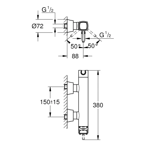 Grohe Grandera Einhand-Brausebatterie, Wandmontage, chrom Grohe Grandera Einhand-Brausebatterie, Wandmontage, chrom