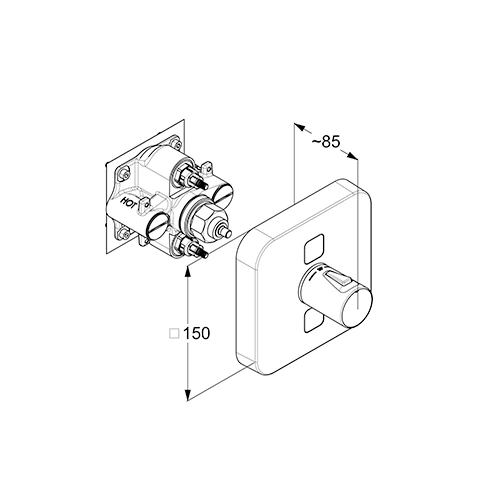 PUSH UPThermostatarm. mit Druck taste für 2 Verb., soft edge chrom PUSH UPThermostatarm. mit Druck taste für 2 Verb., soft edge chrom