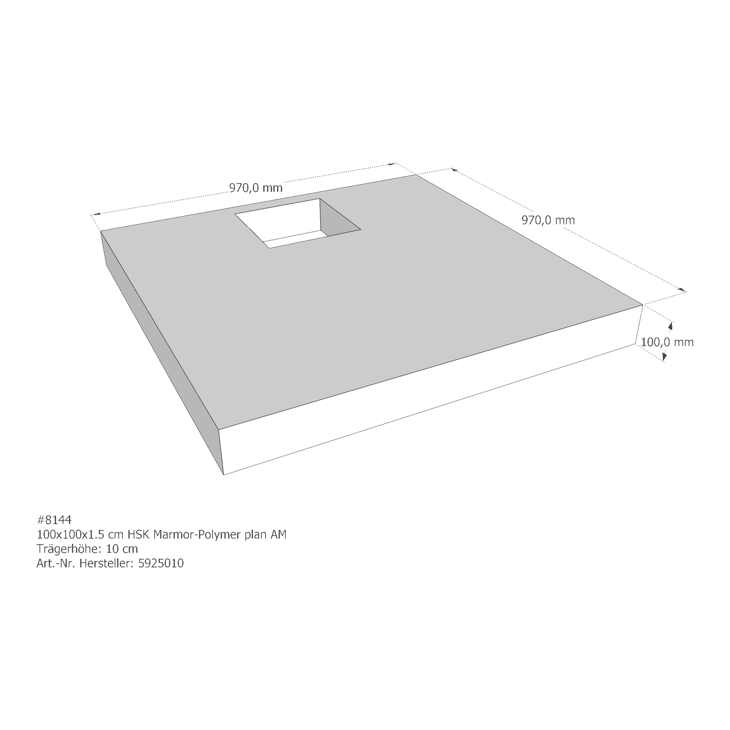Duschwannenträger HSK Marmor-Polymer plan 100x100x1,5 cm AM