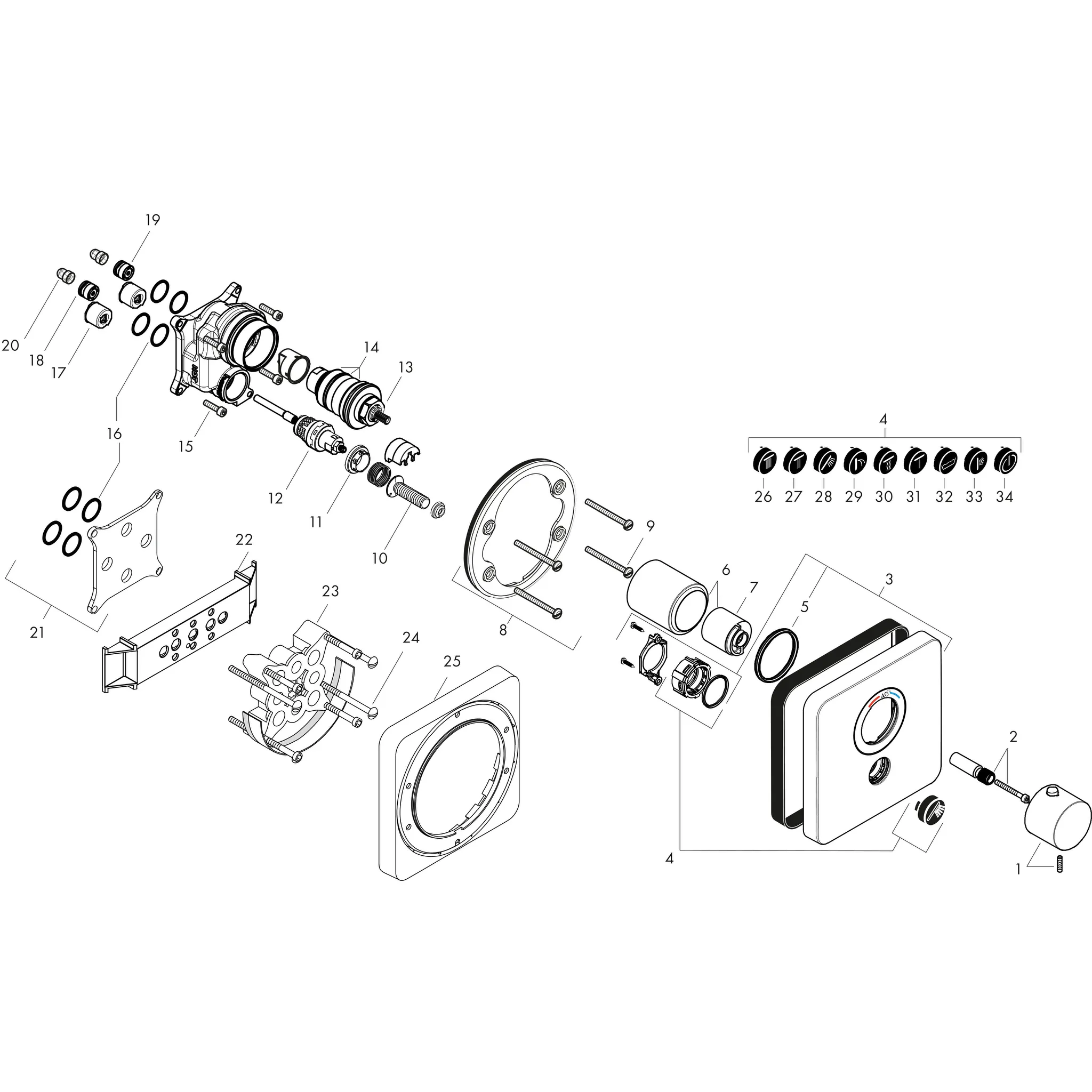 Thermostat UP Axor ShowerSelect Highflow FS 1 Verbraucher chrom
