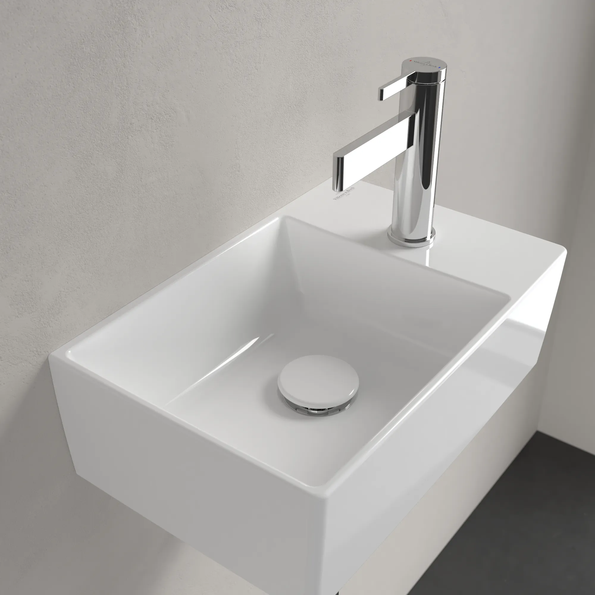Villeroy & Boch Handwaschbecken Memento 2.0, 400x260x111 mm, weiß Alpin CeramicPlus, TitanCeram, 1-Loch-Armatur Villeroy & Boch Handwaschbecken Memento 2.0, 400x260x111 mm, weiß Alpin CeramicPlus, TitanCeram, 1-Loch-Armatur