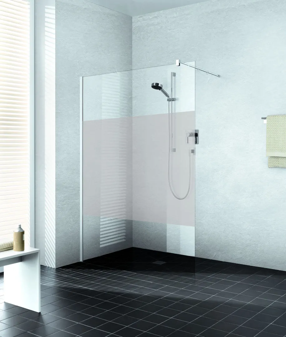 Kermi Duschdesign Walk-In-Duschkabine „WALK-IN XB“ Glas Klar Dekor Stripe 2, Profile Silber Hochglanz, BV: 780 - 800 mm WE: 785 - 805 mm H: 2000 mm
