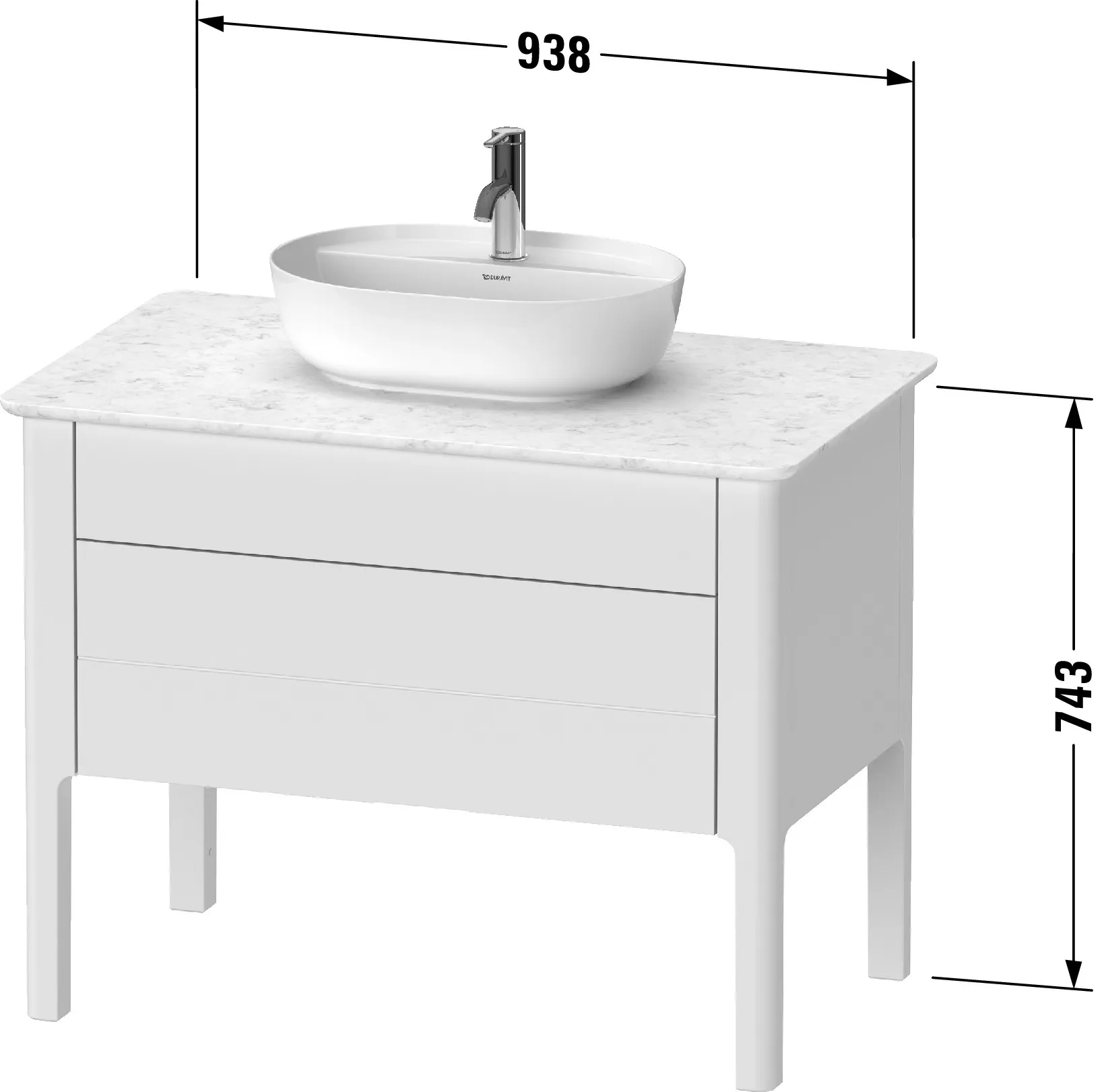 Duravit Waschtischunterschrank bodenstehend „Luv“ 93,8 × 74,3 × 57 cm Weiß Seidenmatt