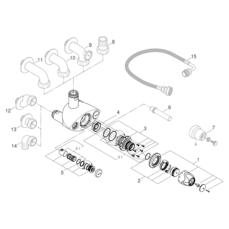 Thermostatbatterie Grohtherm XL 35085, DN 25, Wandmontage, Einsatzbereich 9 l/min bis 140l/min, chrom Thermostatbatterie Grohtherm XL 35085, DN 25, Wandmontage, Einsatzbereich 9 l/min bis 140l/min, chrom