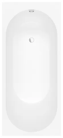 Villeroy & Boch Badewanne „Oberon 2.0“ Solo rechteck 180 × 80 cm, Fußablauf in Weiß Alpin