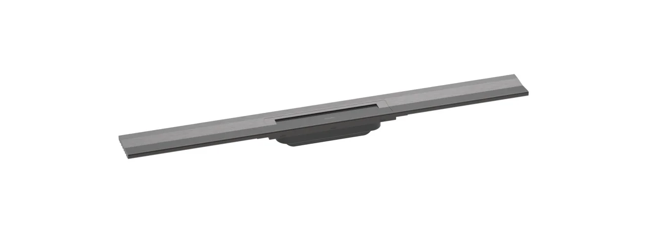Hansgrohe RainDrain Flex Duschrinne 800 mm, wandangebunden, Brushed Black Chrome, höhenverstellbar um 10 mm, bis zu 60 l/min Ablaufleistung