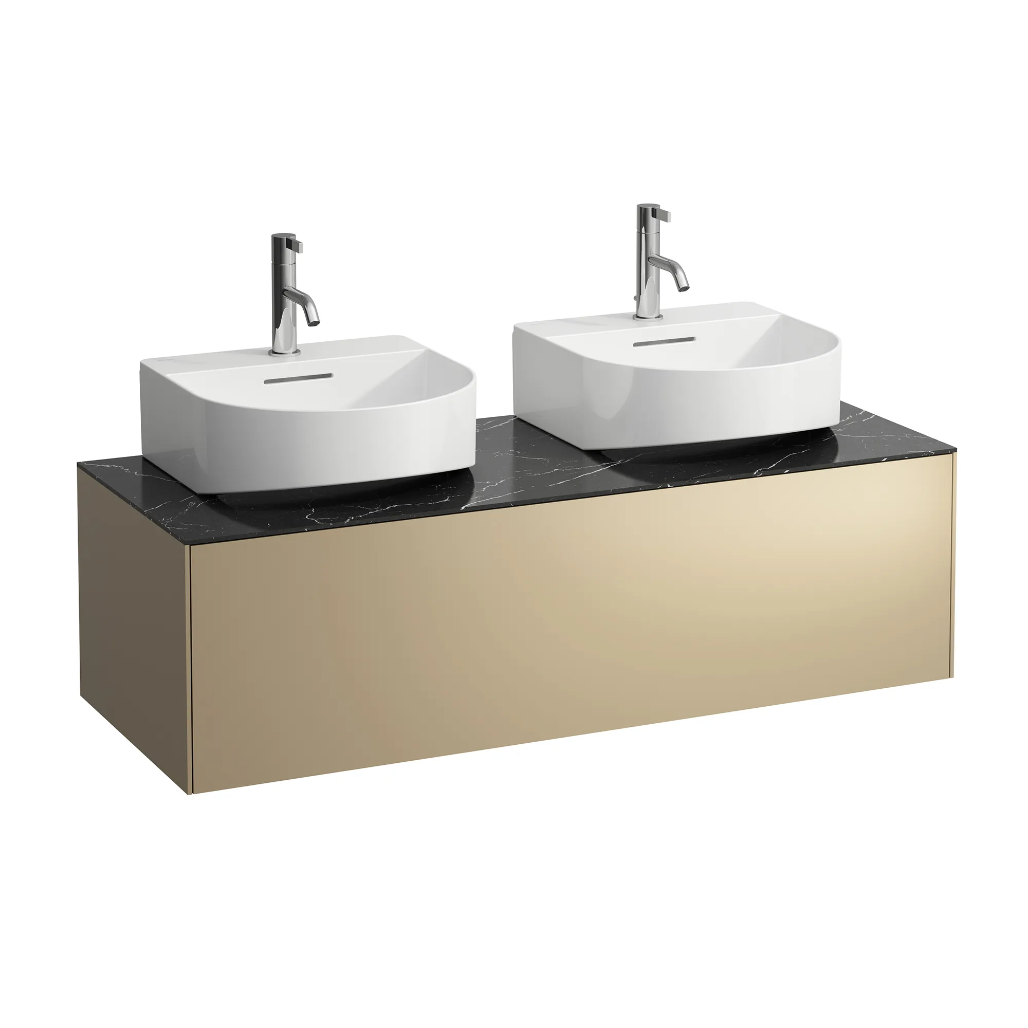 Laufen Waschtischunterbau „SONAR“ 1177 × 341 × 457 mm Gold, links und rechts