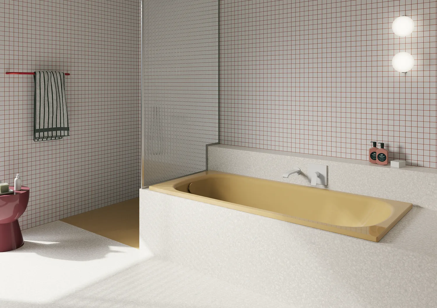 Bette BetteForm Badewanne Rechteck Curry 1800x800x420 mm glasierter Titan-Stahl Einbau Unterbau 1-Sitzer Bade-Duschkombination