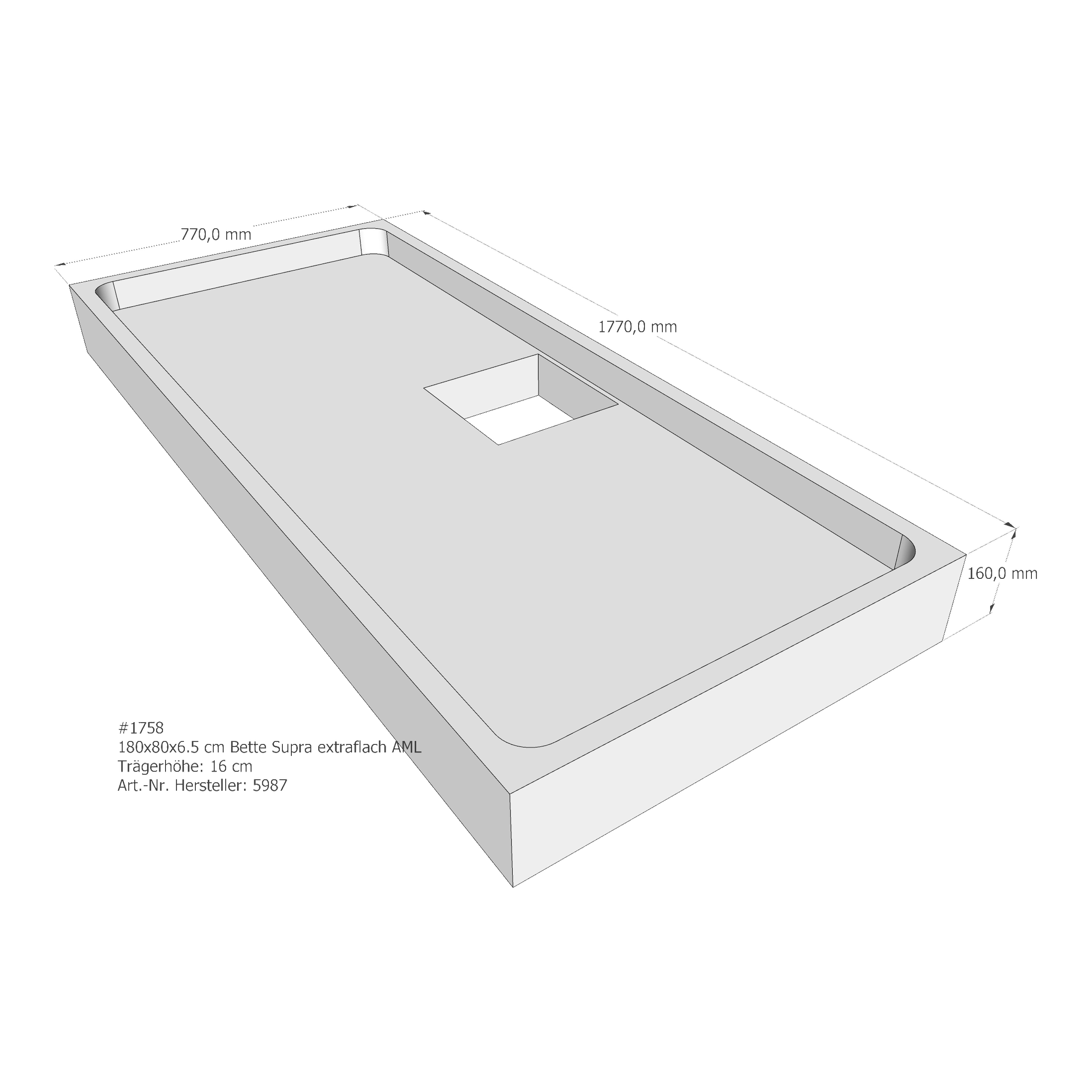 Duschwannenträger für Bette Supra (extraflach) 180 × 80 × 6,5 cm Breite: 80 cm / Länge: 180 cm Duschwannenträger für Bette Supra (extraflach) 180 × 80 × 6,5 cm Breite: 80 cm / Länge: 180 cm