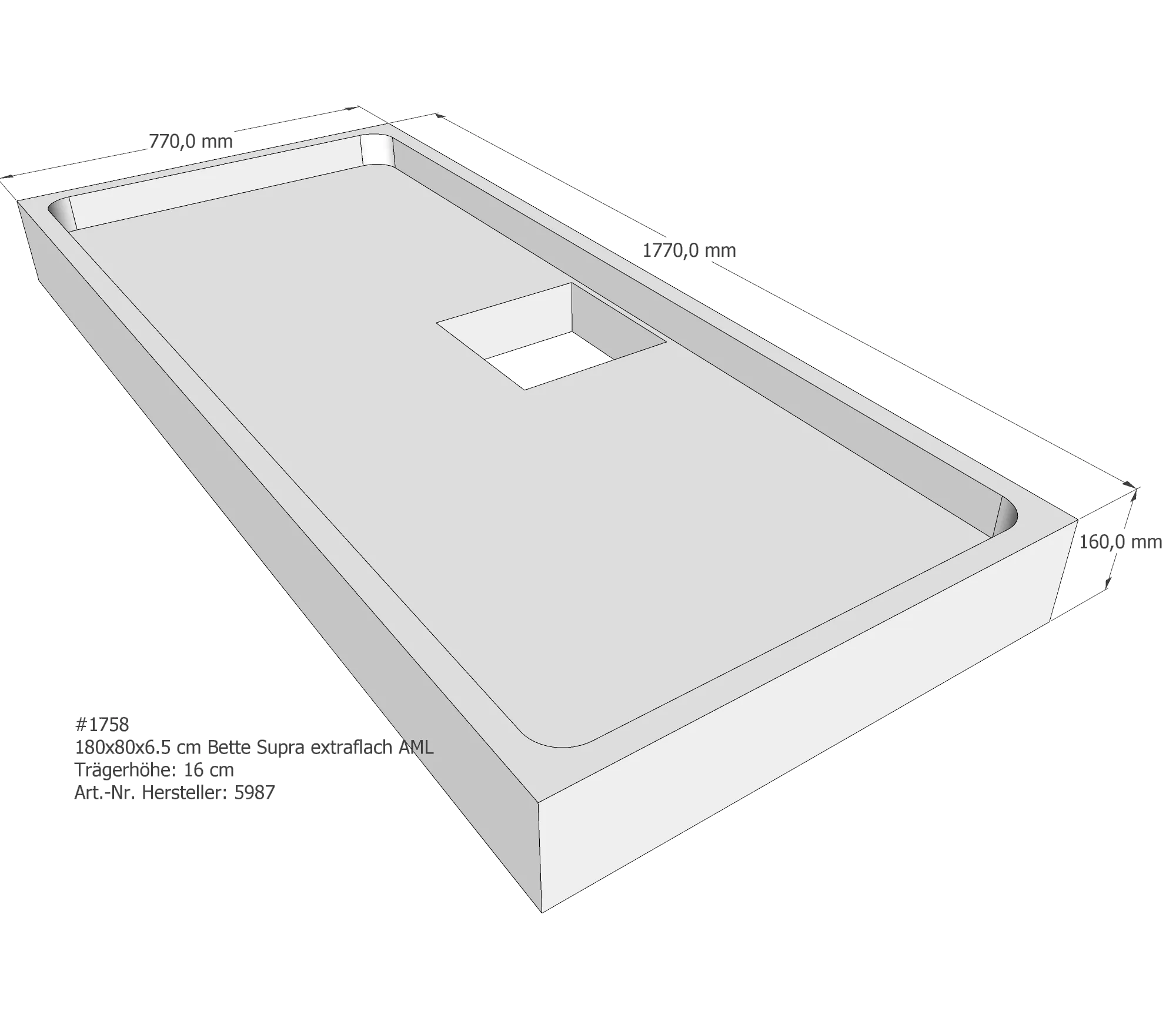 Duschwannenträger für Bette Supra (extraflach) 180 × 80 × 6,5 cm Breite: 80 cm / Länge: 180 cm Duschwannenträger für Bette Supra (extraflach) 180 × 80 × 6,5 cm Breite: 80 cm / Länge: 180 cm