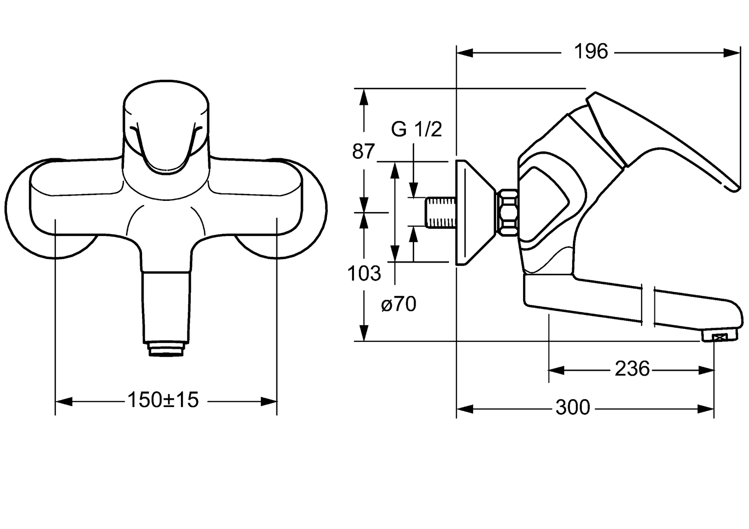 HansaMIX Waschtischarmatur, Einhebelmischer, Chrom, Ausladung 300 mm, DN15