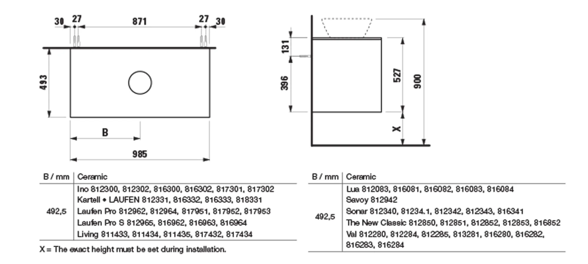 Waschtischunterbau+Waschtischplatte (Schubladenelement) LANI 493x985x527 mit Ausschnitt mittig Abdeckplatte 12 mm, mit 2 Schubladen integrierter Griffleiste Vollauszug und Soft-Close weiß matt Waschtischunterbau+Waschtischplatte (Schubladenelement) LANI 493x985x527 mit Ausschnitt mittig Abdeckplatte 12 mm, mit 2 Schubladen integrierter Griffleiste Vollauszug und Soft-Close weiß matt