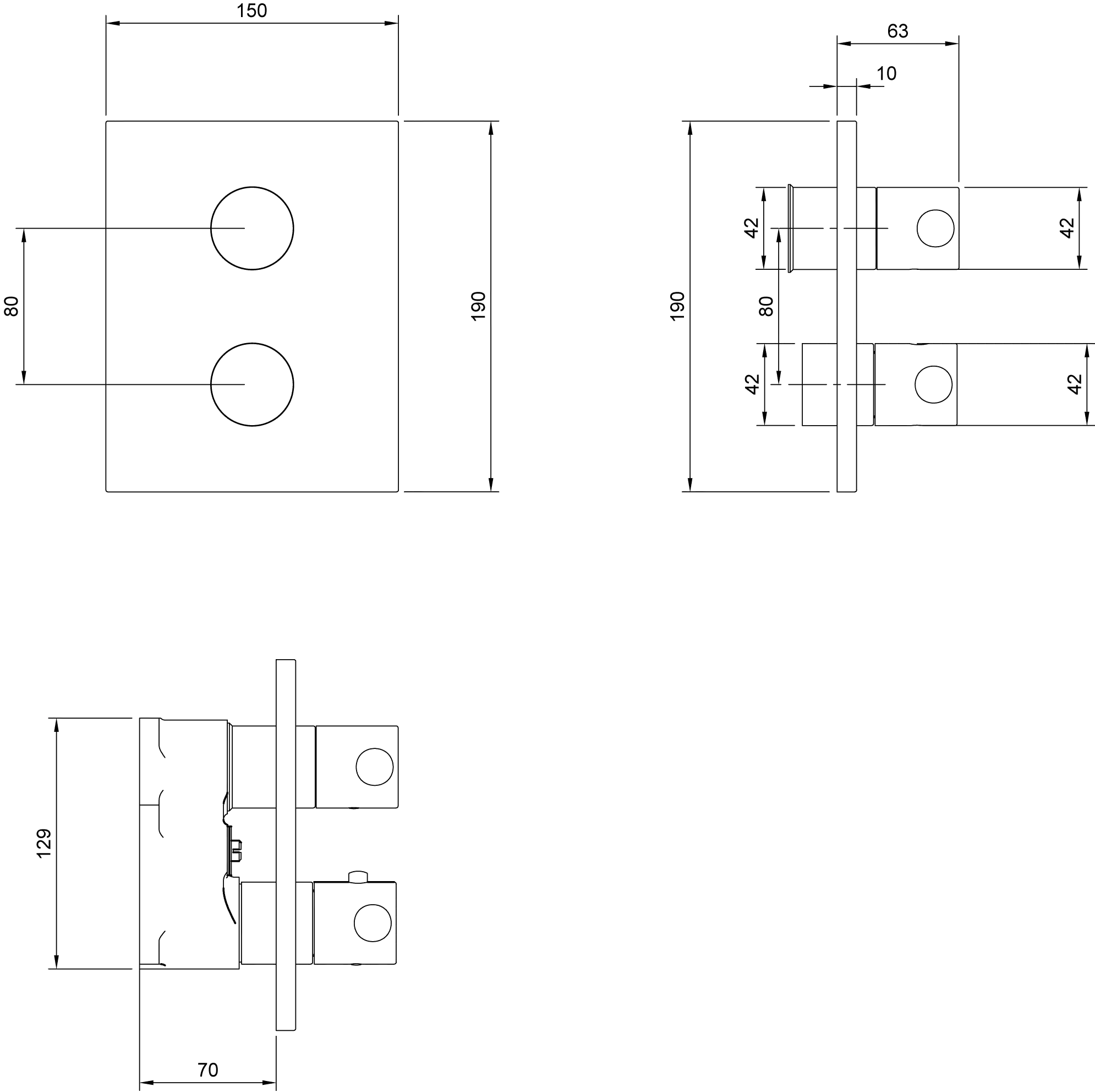 Zweihand-Unterputz-Armatur TVD00065300061 5,8 cm