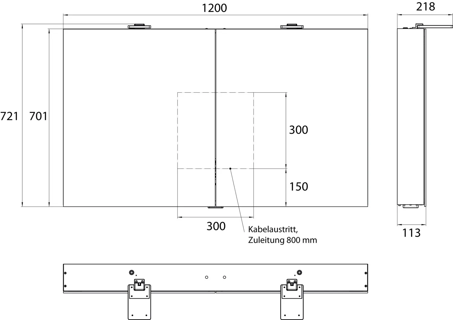 Lichtspiegelschrank flat II LED-Leuchte, Aufputz, mit Waschtischbeleuchtung, 2 Tür, 1200mm