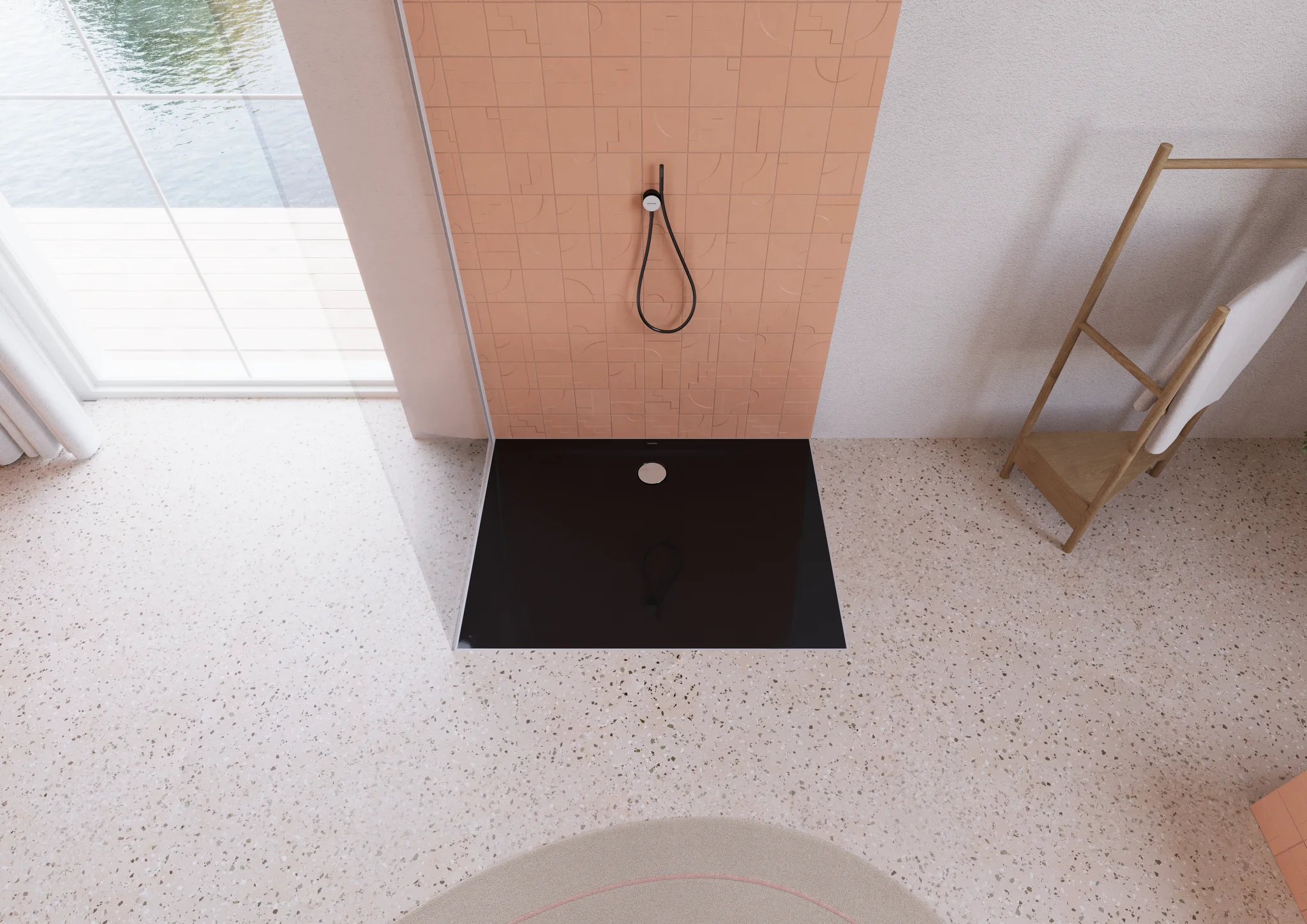 Kaldewei SUPERPLAN ZERO Duschfläche, extraflach, 750x1600 mm, schwarz, Perl-Effekt
