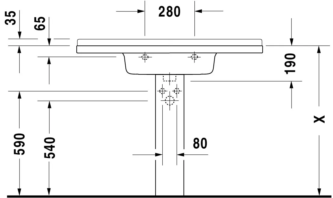 Wandwaschtisch „Starck 3“, mit Überlauf, Hahnlochposition mittig Wandwaschtisch „Starck 3“, mit Überlauf, Hahnlochposition mittig