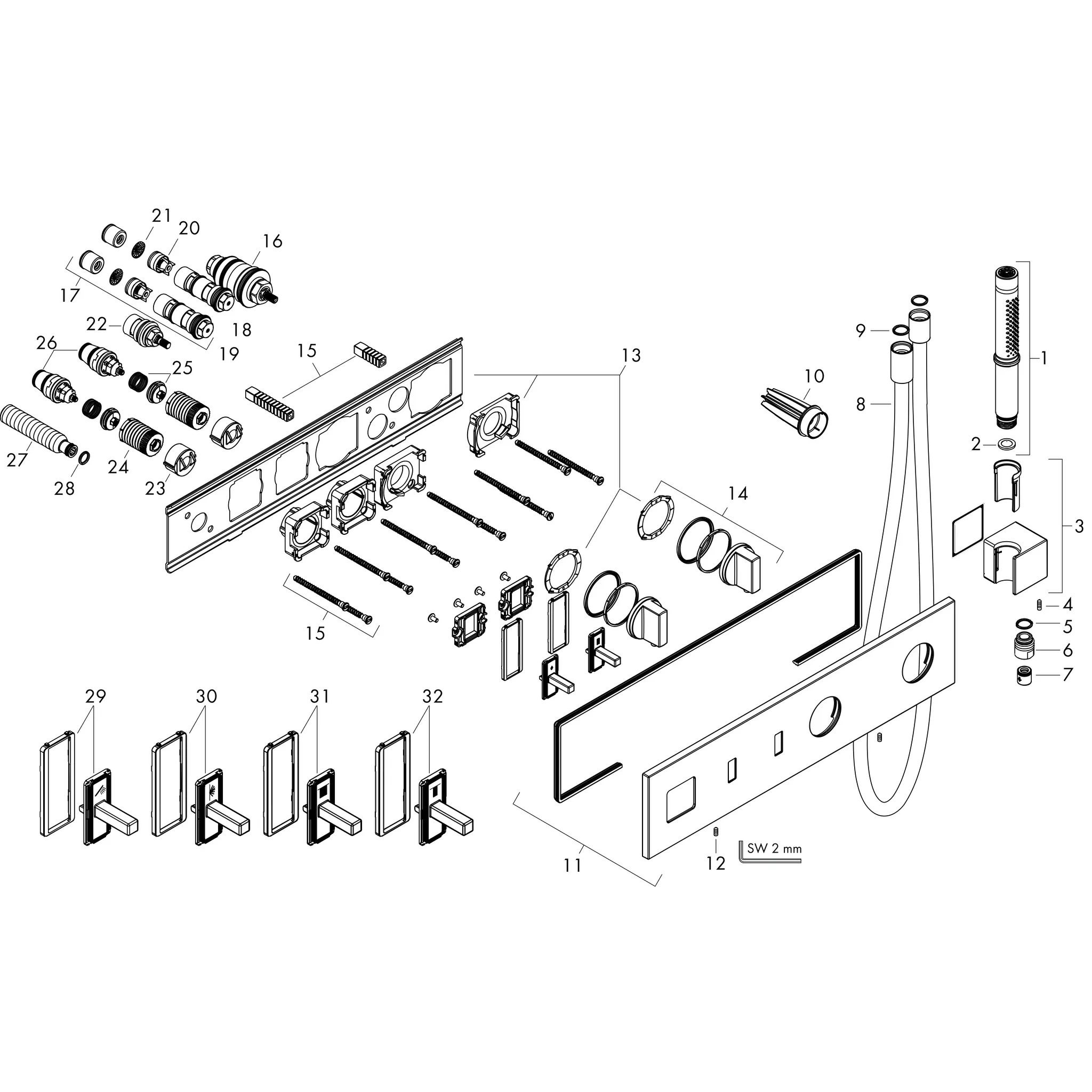 AXOR ShowerComposition Thermostatmodul 470/110 Unterputz für 2 Verbraucher Chrom