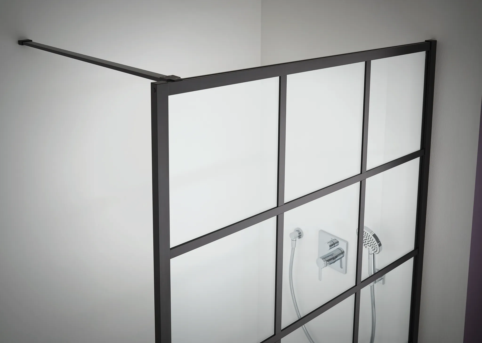 Kermi Duschdesign Walk-In-Duschkabine Dekor Profil „WALK-IN XD“ Glas Klar, Profile Schwarz Soft (RAL 9005), BV: 890 - 910 mm WE: 890 - 910 mm H: 2000 mm Kermi Duschdesign Walk-In-Duschkabine Dekor Profil „WALK-IN XD“ Glas Klar, Profile Schwarz Soft (RAL 9005), BV: 890 - 910 mm WE: 890 - 910 mm H: 2000 mm