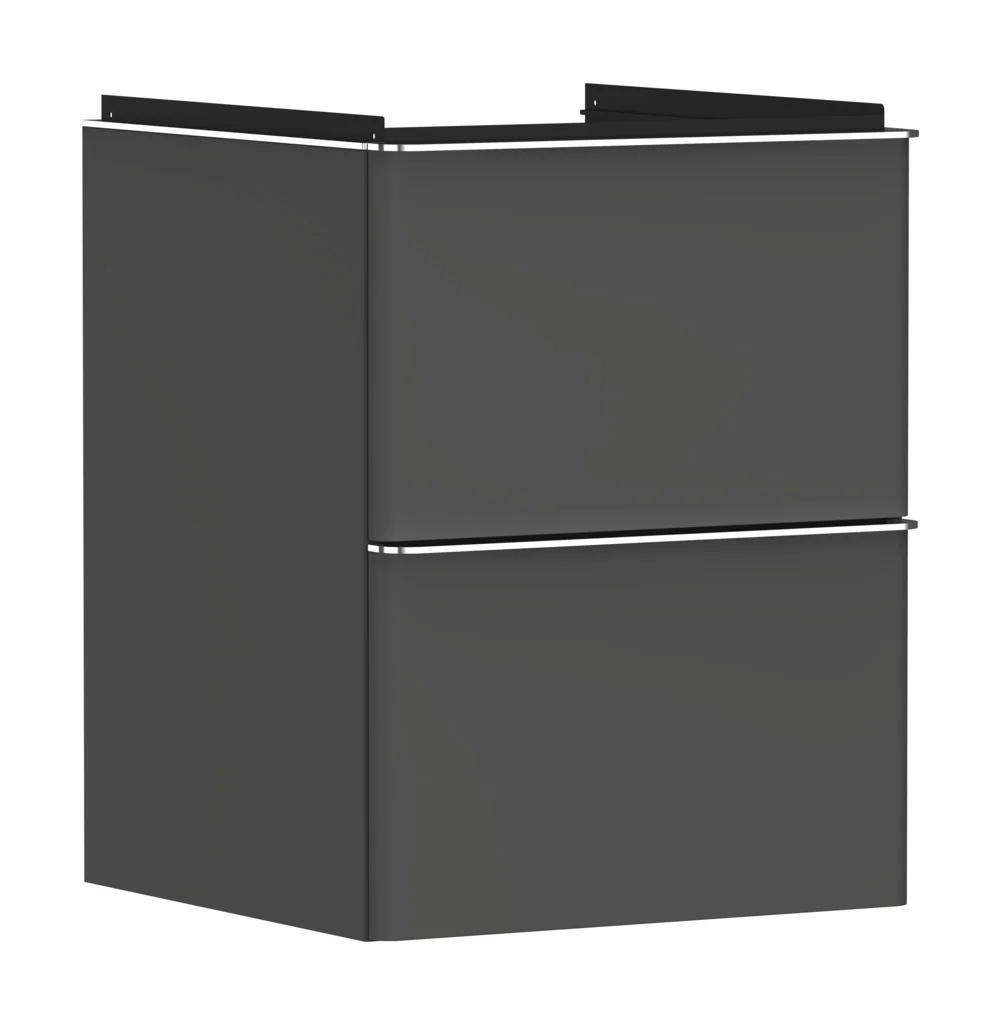 Hansgrohe Xelu Q Waschtischunterschrank Diamantgrau Matt, 480x475 mm, 2 Schubkästen, verchromte Griffe, SoftClose, vormontiert Hansgrohe Xelu Q Waschtischunterschrank Diamantgrau Matt, 480x475 mm, 2 Schubkästen, verchromte Griffe, SoftClose, vormontiert