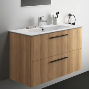 Möbelpaket i.life A mit Waschtisch 100cm und Unterschrank mit schwarzem Griff Weiß matt Möbelpaket i.life A mit Waschtisch 100cm und Unterschrank mit schwarzem Griff Weiß matt