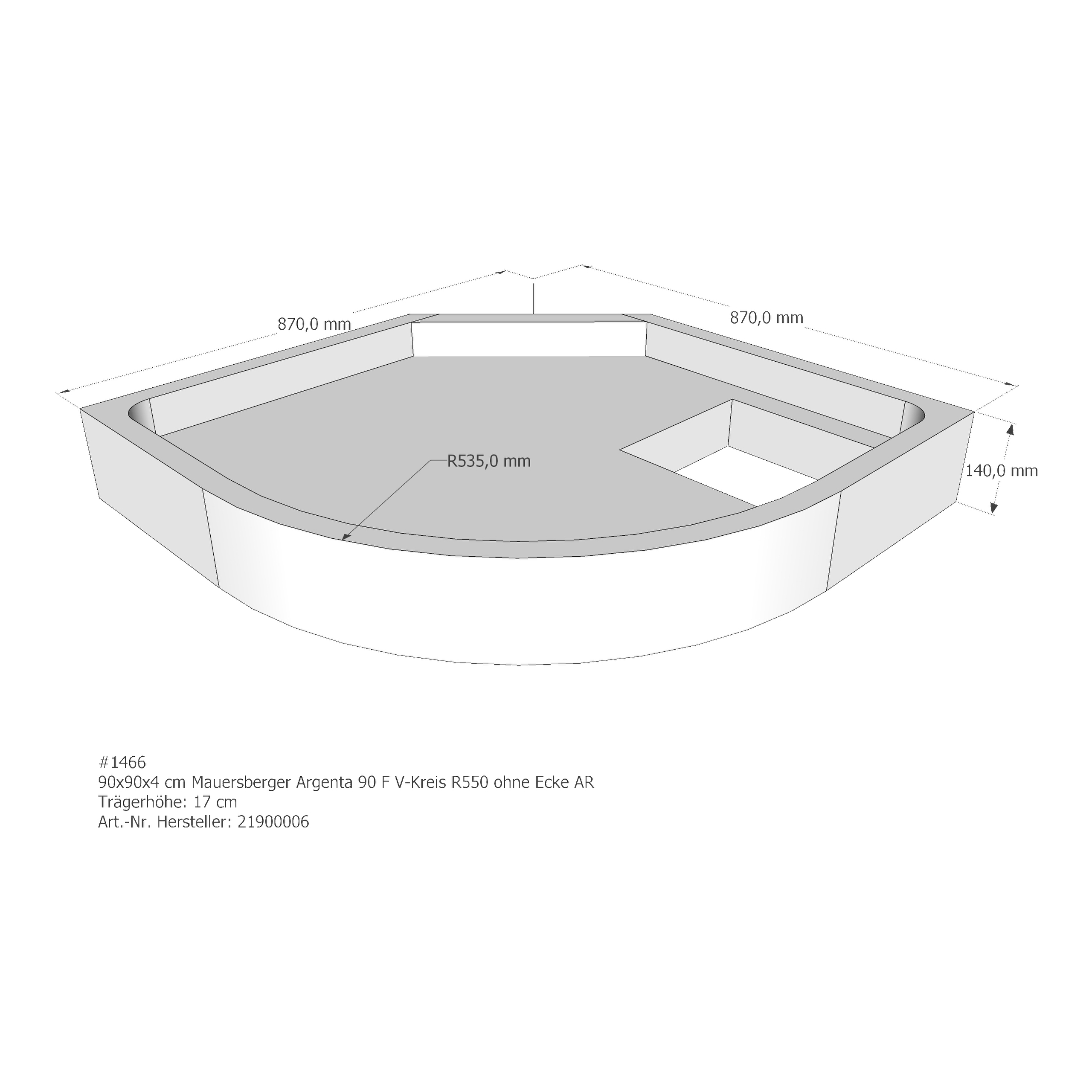 Duschwannenträger für Mauersberger Argenta 90 F 90 × 90 × 4 cm Duschwannenträger für Mauersberger Argenta 90 F 90 × 90 × 4 cm