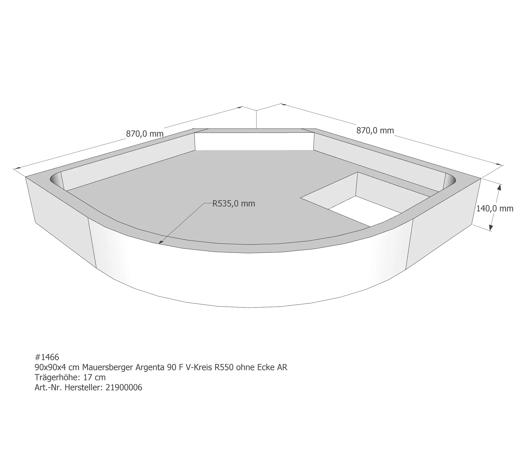 Duschwannenträger für Mauersberger Argenta 90 F 90 × 90 × 4 cm Duschwannenträger für Mauersberger Argenta 90 F 90 × 90 × 4 cm