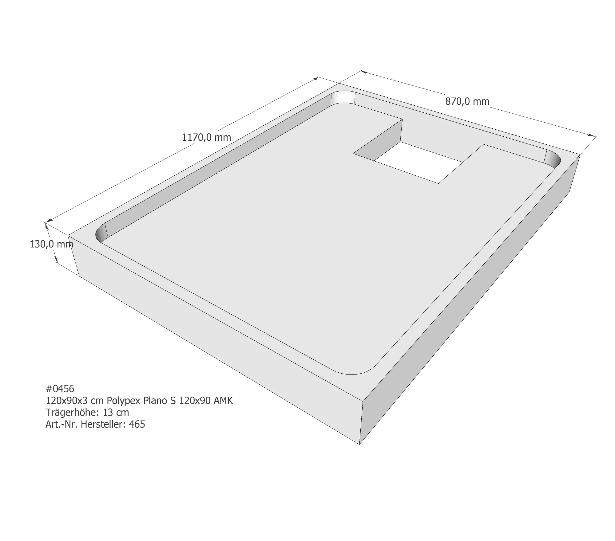 Duschwannenträger für Polypex Plano S 120×90 120 × 90 × 3 cm