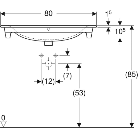 Geberit „Renova Plan“, mit Überlauf, Hahnlochposition mittig in weiß alpin