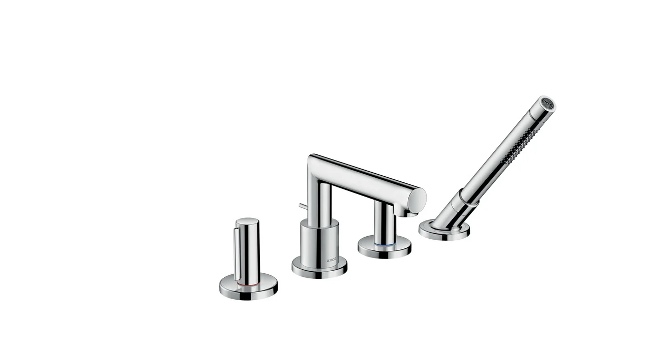 Hansgrohe AXOR Uno 4-Loch Wannenrandarmatur mit Zerogriffen, Chrom, Ausladung 152 mm
