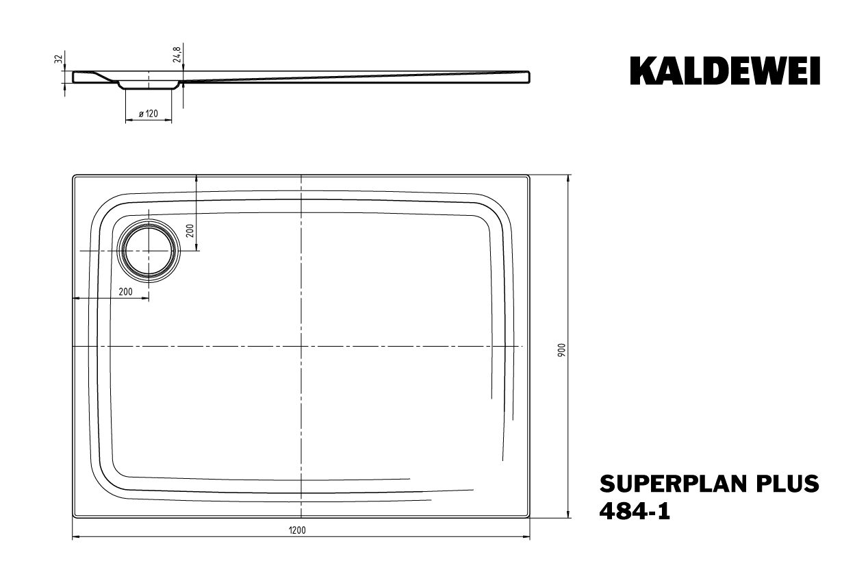Kaldewei rechteck Duschwanne „Superplan Plus“ 90 × 120 cm in alpinweiß