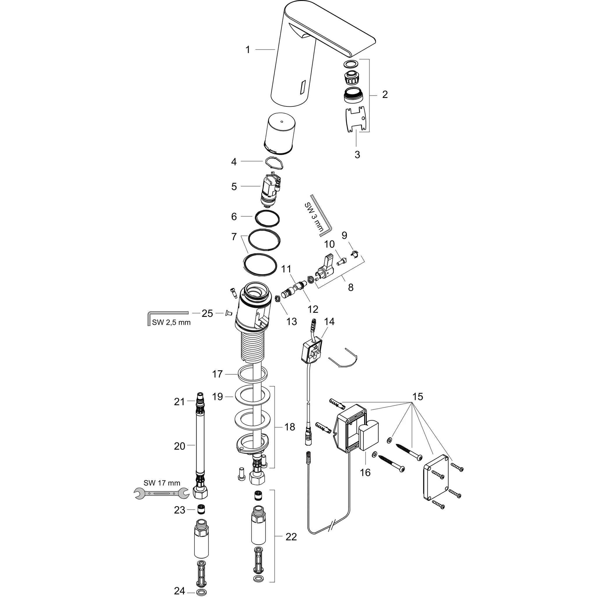Hansgrohe Metris S Elektronik-Waschtischmischer mit Temperaturregulierung, Chrom Hansgrohe Metris S Elektronik-Waschtischmischer mit Temperaturregulierung, Chrom