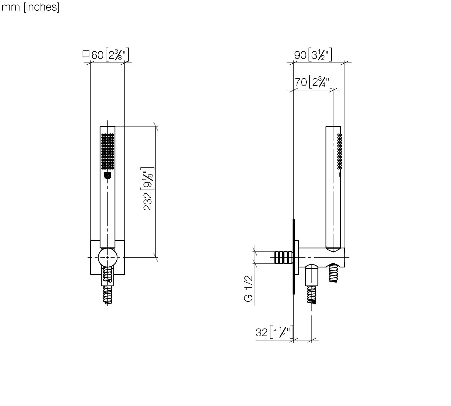 Dornbracht Schlauchbrausegarnitur SERIENSPEZIFISCH Gold gebürstet PVD, Durchfluss max. 6,8 l/min, mit Antikalk-System, Brauseabgang 3/8", Metallschlauch 1250 mm, Rosette 60 x 60 mm, Anschluss 1/2"