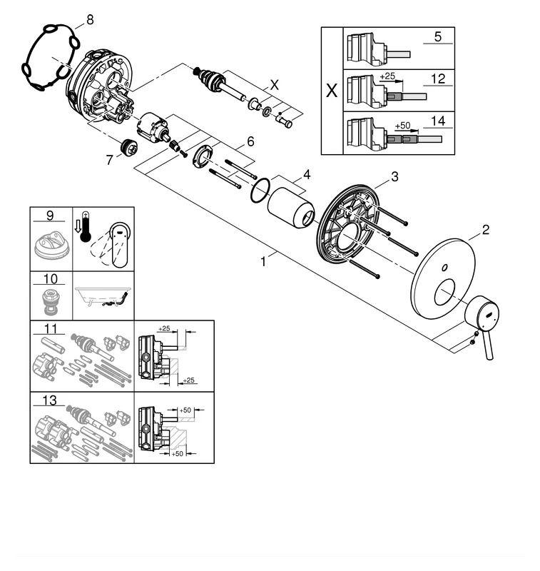 Einhand-Wannenbatterie Concetto 24054_1, Fertigmontageset für Rapido SmartBox, chrom