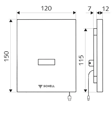 Urinalsteuerung EDITION E, Vandalengeschützte Ausführung, Infrarot, exclusive Stromversorgung, B 120 mm x H 150 mm x T 12 mm, Frontplatte Edelstahl gebürstet