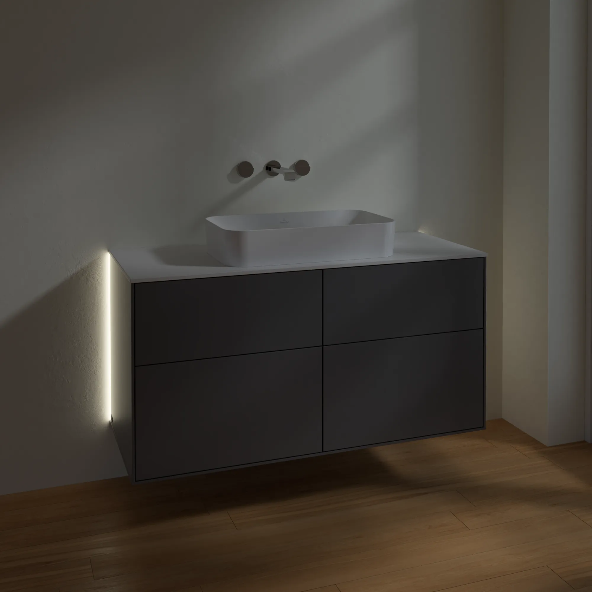 Villeroy & Boch Waschtischunterschrank „Finion“ für Schrankwaschtisch 1200 × 603 × 501 mm Anthracite Matt Lacquer, für Becken mittig, ohne Hahnlochbohrung Villeroy & Boch Waschtischunterschrank „Finion“ für Schrankwaschtisch 1200 × 603 × 501 mm Anthracite Matt Lacquer, für Becken mittig, ohne Hahnlochbohrung