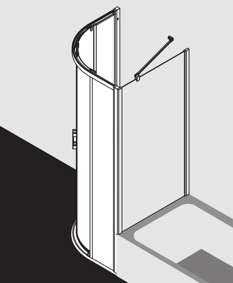 Kermi Duschtür Viertelkreis-Duschkabine Gleittüren bodenfrei „LIGA“ 200 cm Glas Klar, Profile Silber Hochglanz