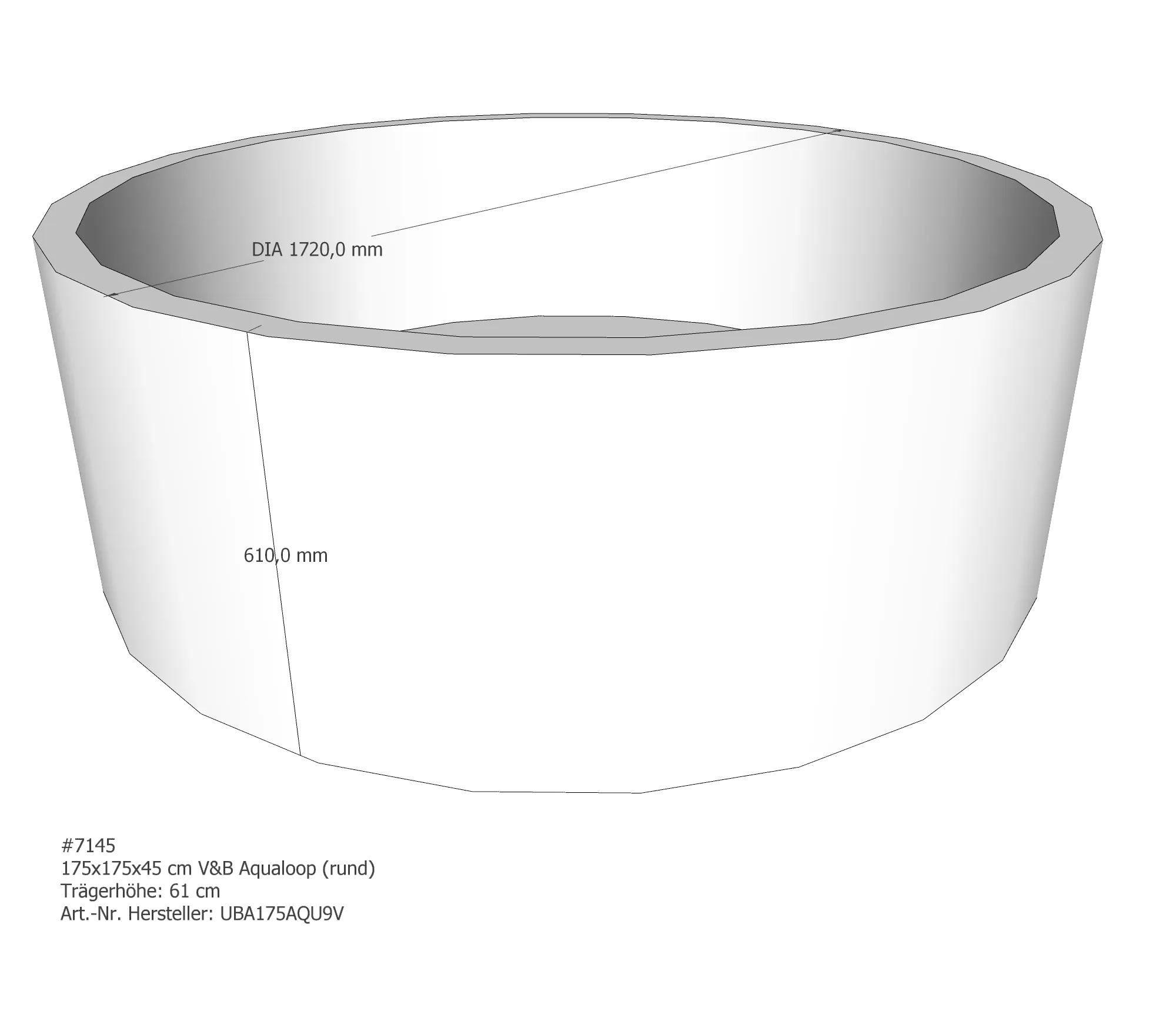 Badewannenträger für Villeroy & Boch Aqualoop 175 × 175 × 45 cm