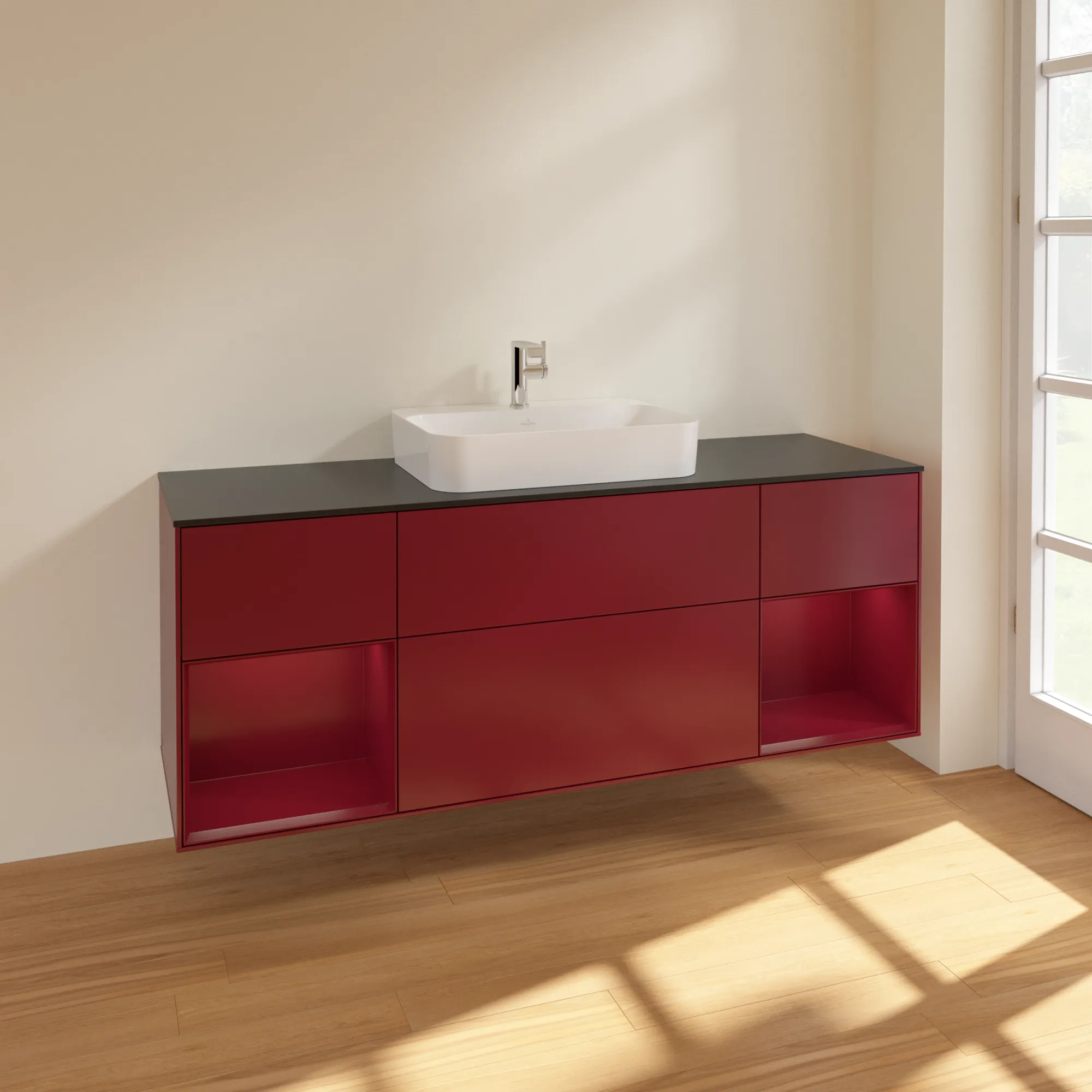 Villeroy & Boch Waschtischunterschrank „Finion“ für Schrankwaschtisch 1600 × 603 × 501 mm Peony Matt Lacquer, für Becken mittig Villeroy & Boch Waschtischunterschrank „Finion“ für Schrankwaschtisch 1600 × 603 × 501 mm Peony Matt Lacquer, für Becken mittig