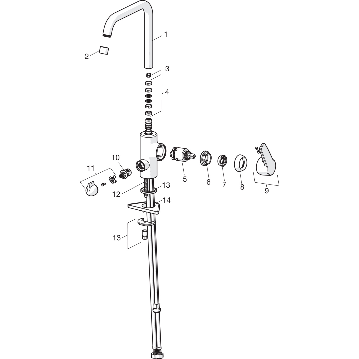 HA Einhebelmischer Küchenarmatur mit Spülmaschinenventil HANSAPOLO 5160 Ausladung 203 mm DN15 Chrom