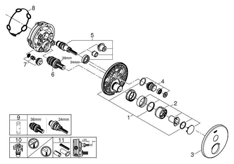 Grohe SmartControl Mischer, Unterputzmischer mit 1 Absperrventil, Fertigmontageset für Rapido SmartBox, Wandrosette rund, chrom Grohe SmartControl Mischer, Unterputzmischer mit 1 Absperrventil, Fertigmontageset für Rapido SmartBox, Wandrosette rund, chrom
